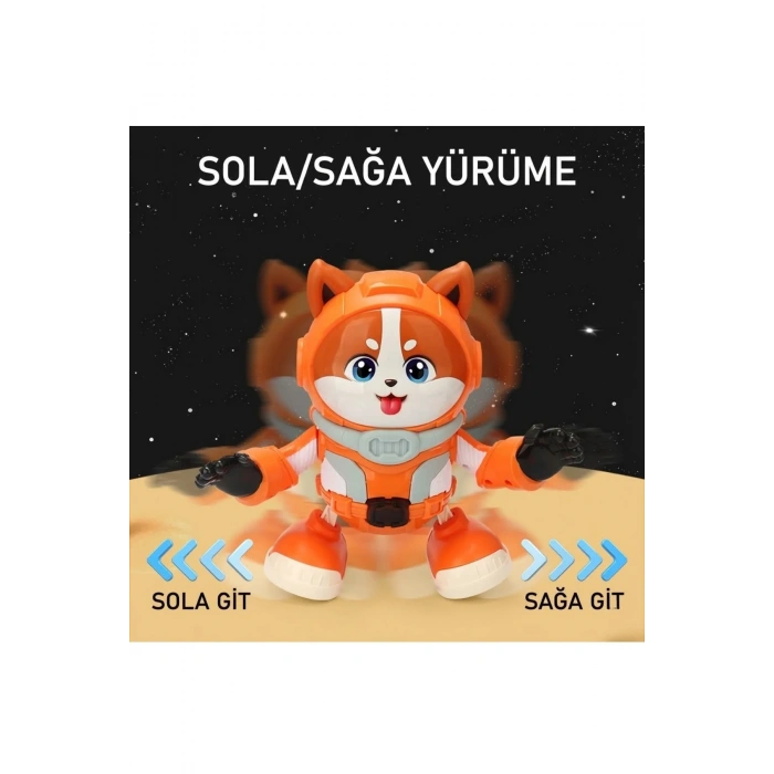 Pilli Işıklı Müzikli Çok Yönlü Dans Eden Astronot Köpek
