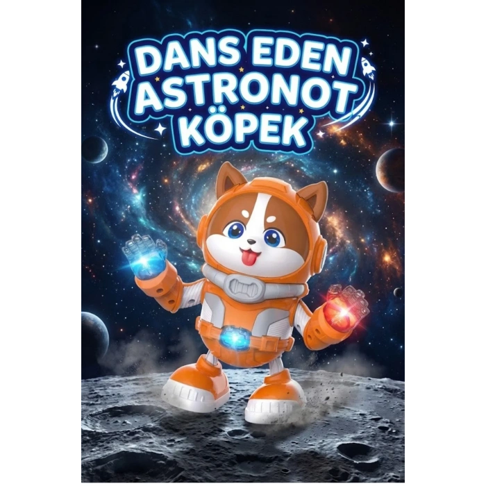Pilli Işıklı Müzikli Çok Yönlü Dans Eden Astronot Köpek