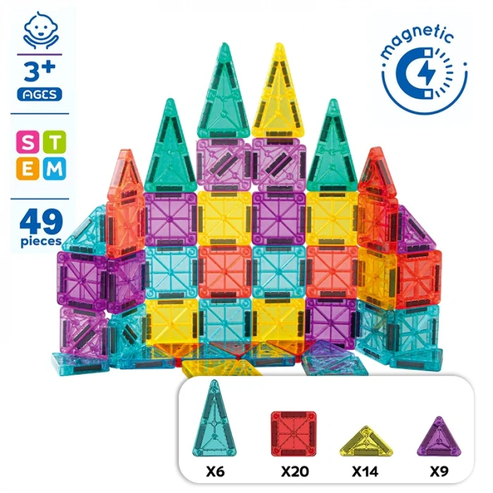 Seyahat Tipi Metal Kutulu Mini Magnetic Yapı Blokları 3D Puzzle 49 Parça