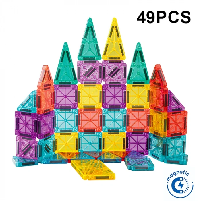 Seyahat Tipi Metal Kutulu Mini Magnetic Yapı Blokları 3D Puzzle 49 Parça