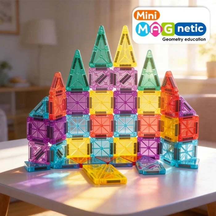 Seyahat Tipi Metal Kutulu Mini Magnetic Yapı Blokları 3D Puzzle 49 Parça