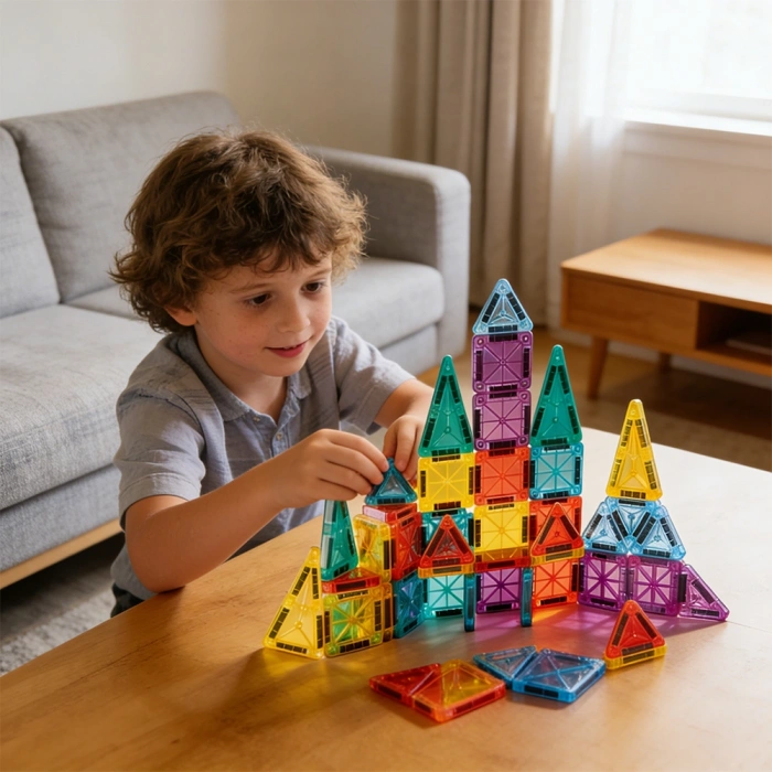 Seyahat Tipi Metal Kutulu Mini Magnetic Yapı Blokları 3D Puzzle 45 Parça