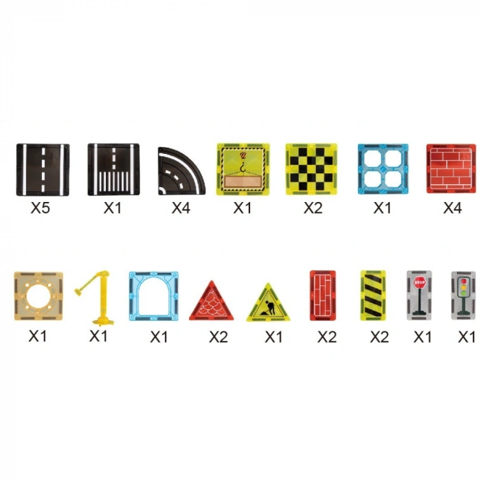 Karton Kutulu City Magnetic Yapı Blokları 3D Puzzle 30 Parça 6.5 cm