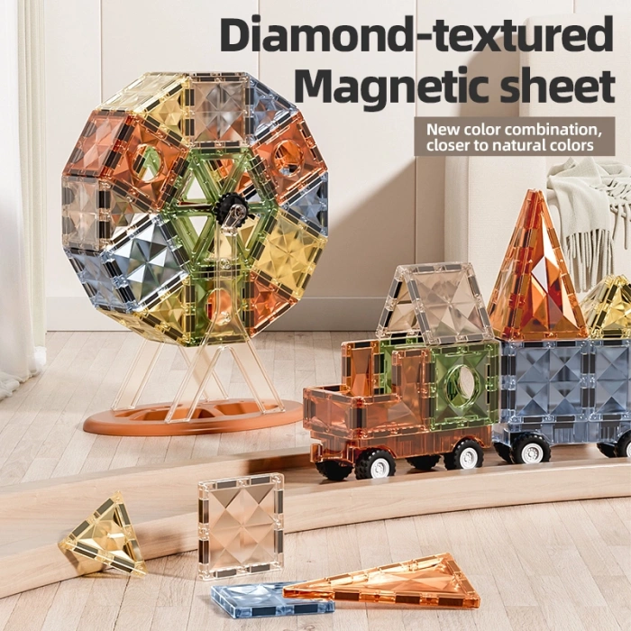 Karton Kutulu Doğal Renkler Magnetic Yapı Blokları 3D Puzzle 28 Parça 6.5 cm