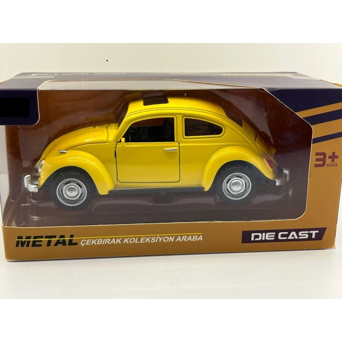 Işıklı Sesli Metal Çek Bırak Araba 15 Cm Sarı 24157