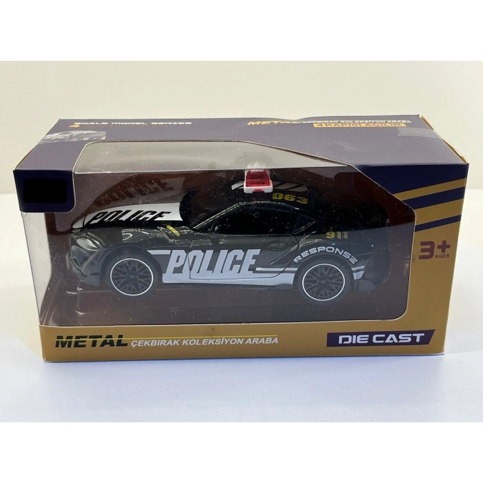 Işıklı Sesli Metal Çek Bırak Araba 15 Cm Siyah 73043