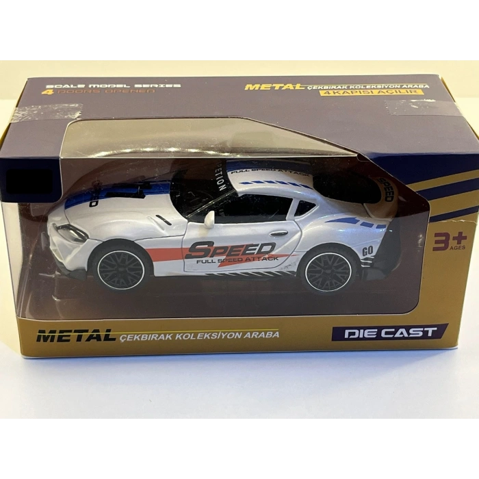 Işıklı Sesli Metal Çek Bırak Araba 15 Cm Beyaz 56738