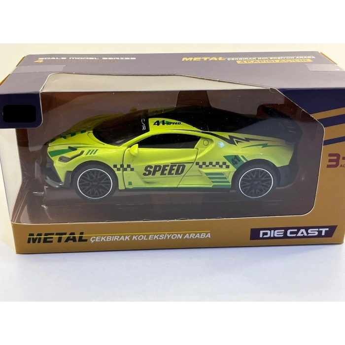 Işıklı Sesli Metal Çek Bırak Araba 15 Cm Yeşil 63940