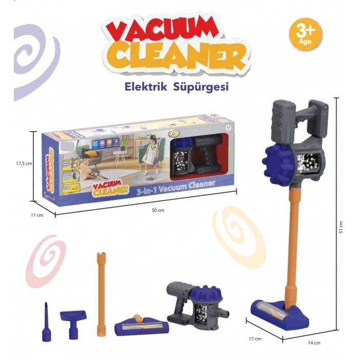 Bulaşık Yıkama Seti - Pilli Su Akıtan Modern Lavabo + Oyuncak Pilli Dikey Süpürge