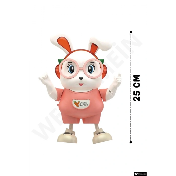 Dans Eden Sevimli Tavşan Robot – 25 cm | Işıklı, Sesli ve Pilli