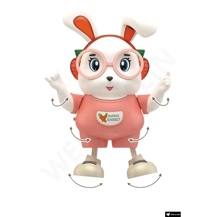 Dans Eden Sevimli Tavşan Robot – 25 cm | Işıklı, Sesli ve Pilli