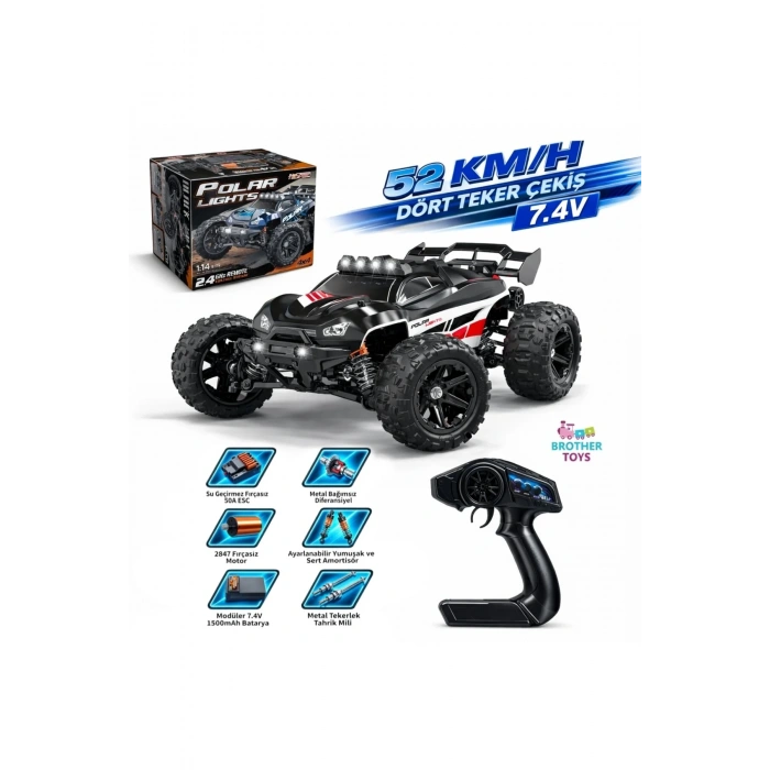 Fırçasız Motorlu, 2.4 GHz, Uzaktan Kumandalı, 1:14 Ölçekli Araba