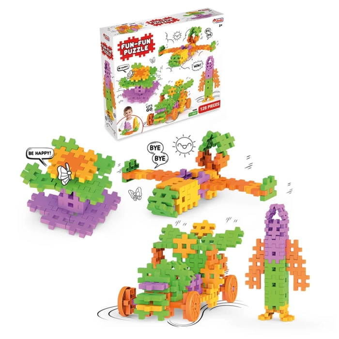 Fun-Fun Lego Puzzle Eğitici Set Okul Öncesi 128 Parça