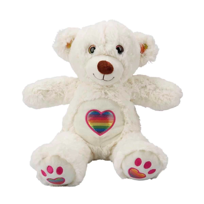 Gökkuşağı Kalpli Peluş Ayı 37 cm