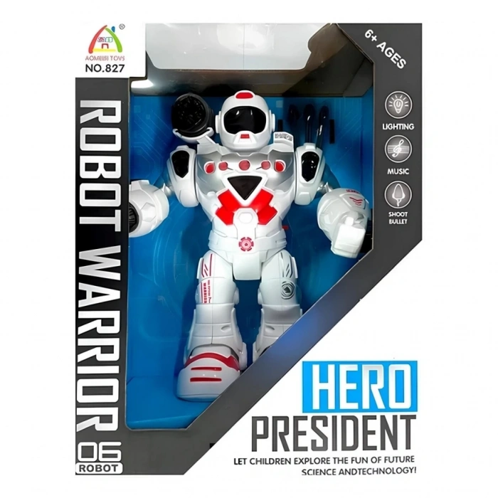 Hareketli Işıklı ve Sesli Ok Atan Oyuncak Robot Kırmızı