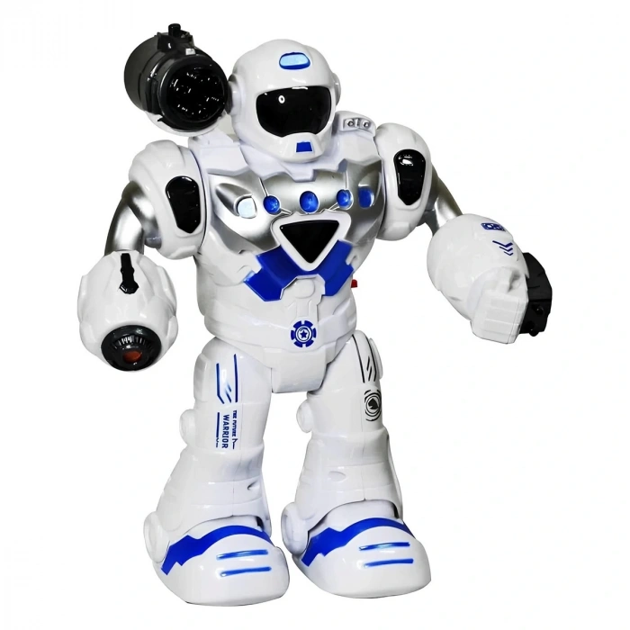 Hareketli Işıklı ve Sesli Ok Atan Oyuncak Robot Mavi