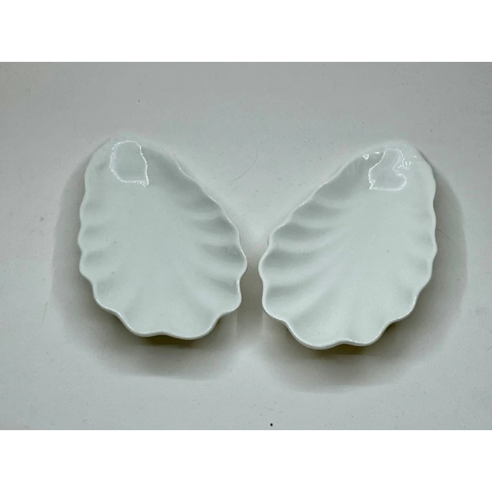 Kahve Yanı Porselen Lokumluk Şekerlik Büyük İstiridye Çerezlik 6’lı 14 cm 92358