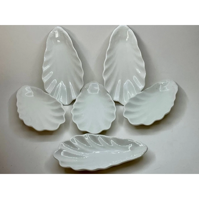 Kahve Yanı Porselen Lokumluk Şekerlik Büyük İstiridye Çerezlik 6’lı 14 cm 92358