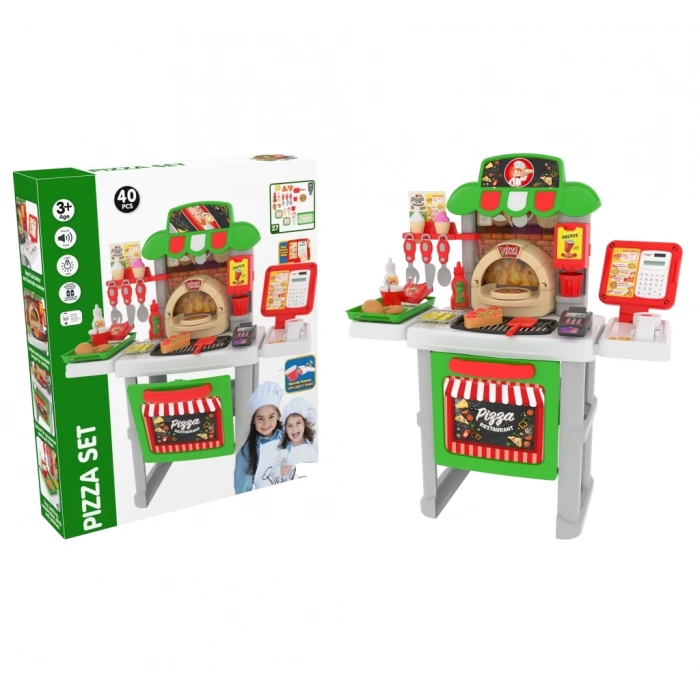 Sesli Işıklı Kasiyerli Pizza Restoran Oyun Seti