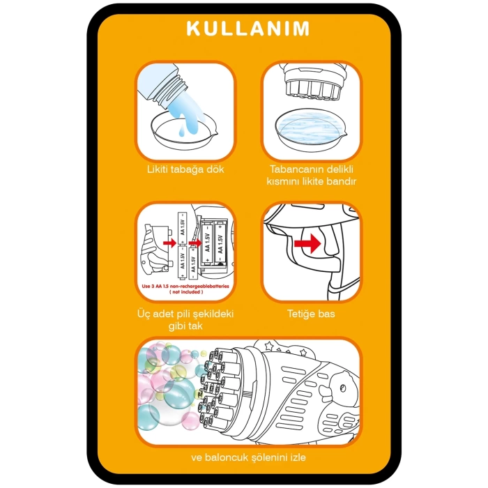 Köpük Atan Tabanca Oyuncağı Çok Delikli Pilli