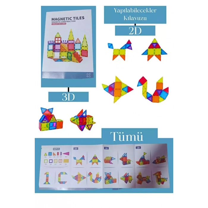 Manyetik Renkli Yapı Blokları 42 Parça