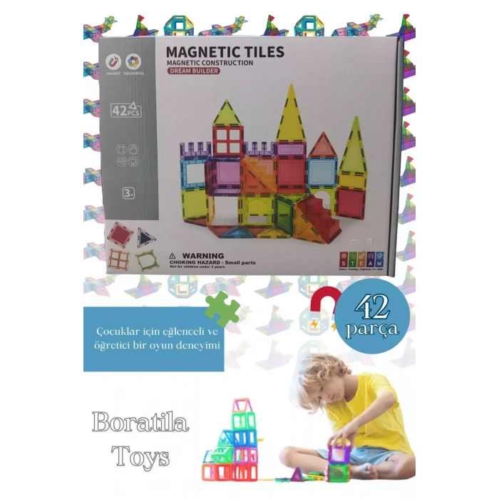 Manyetik Renkli Yapı Blokları 42 Parça