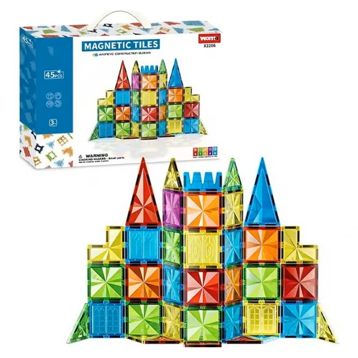 Manyetik Renkli Yapı Blokları 45 Parça