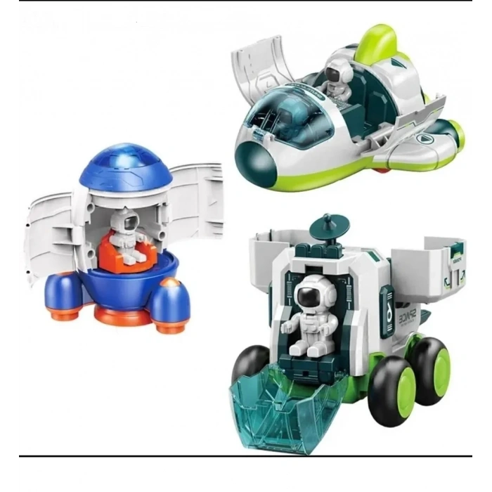 Oyuncak Uzay İstasyon Seti Uzay Roketi Uzay Mekiği Uzay Arabası Astronot 3 Parça