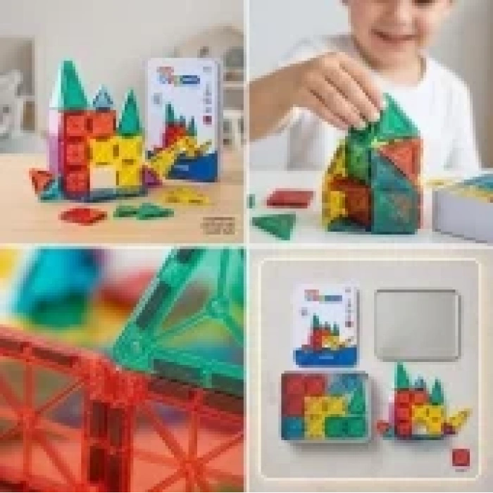 Seyahat Tipi Metal Kutulu Mini Magnetic Yapı Blokları 3D Puzzle 24 Parça