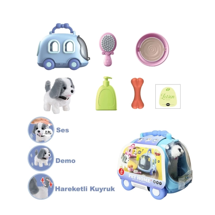 Taşıma Araba Çantalı Hareketli Pilli Köpek Set