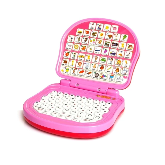 Türkçe Ingilizce Kutulu Eğitici Küçük Leptop Pembe