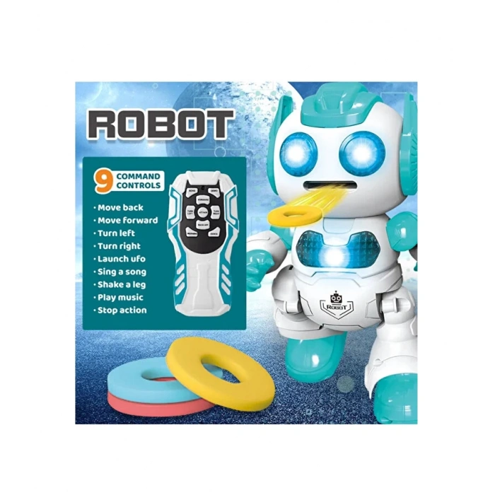 Uzaktan Kumandalı Sesli Disk Atan Robot Mavi
