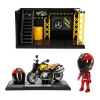 1:12 Sesli ve Işıklı Latte Die Cast Çek Bırak Motosiklet ve Tamir Atölyesi Seti