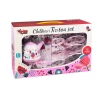 Çiçek Desenli Metal Çay Seti 15 Parça Pembe