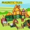 Renkli Manyetik Bloklar Fayans Yapı taşları Çiftlik Serisi Eğitici Oyuncak 46 Parça