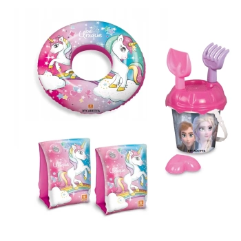 Unicorn Şişme Kolluk + Unicorn Can Simidi 50 cm + Frozen Kova