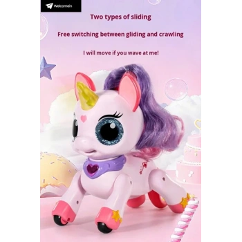 Uzaktan Kumandalı Şarjlı Unicorn Oyuncak 2.4GHz Sihirli Asalı 22 cm Etkileşimli Dans Eden Oyuncak