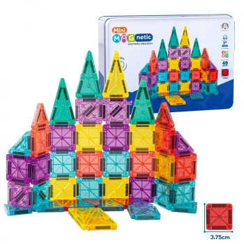 Seyahat Tipi Metal Kutulu Mini Magnetic Yapı Blokları 3D Puzzle 49 Parça