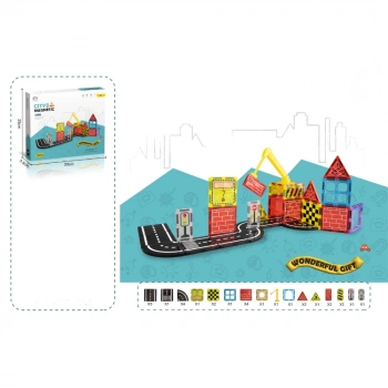 Karton Kutulu City Magnetic Yapı Blokları 3D Puzzle 30 Parça 6.5 cm