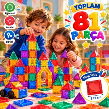 81 Parça Magnetic Eğitici Manyetik Yapı Oyuncak Seti