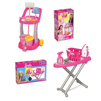 Barbie Temizlik Arabası + Barbie Ütü Seti Evcilik Seti