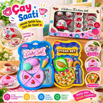 Çay Saati oyun Seti Pizza Set - Pasta Set - Çay Seti Oyuncak