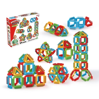Geometrik Lego Puzzle Okul Öncesi Eğitici Set 64 Parça