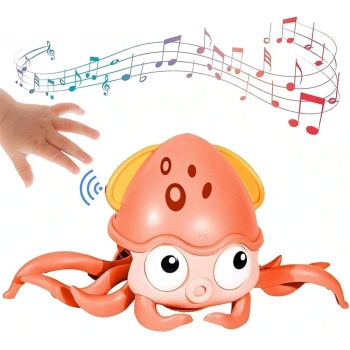 Sensörlü müzikli USB şarjlı Emekleme Oyuncağı Yengeç PEMBE