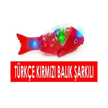 Türkçe Kırmızı Balık Şarkılı Müzikli Işıklı Sesli Yürüyen Balık 23 Cm