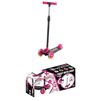 Twist Led Işıklı 3 Tekerlekli Scooter Pembe