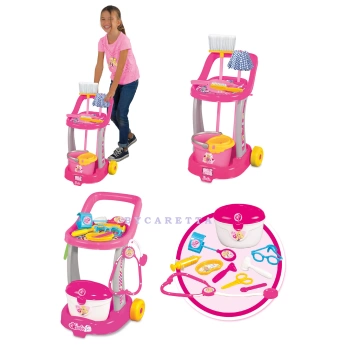 Barbie Doktor Servis Arabası + Barbie Temizlik Arabası Evcilik Seti