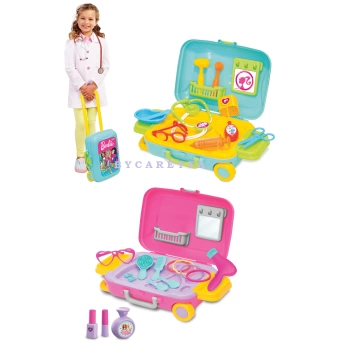 Barbie Doktor Set Bavulum + Barbie Güzellik Set Bavulum Evcilik Seti
