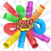 Renkli Halkalar + Bultak Küp + Pop Tubes Esnek Spiral Boru 2 Adet Eğitici Zeka Geliştirici Set