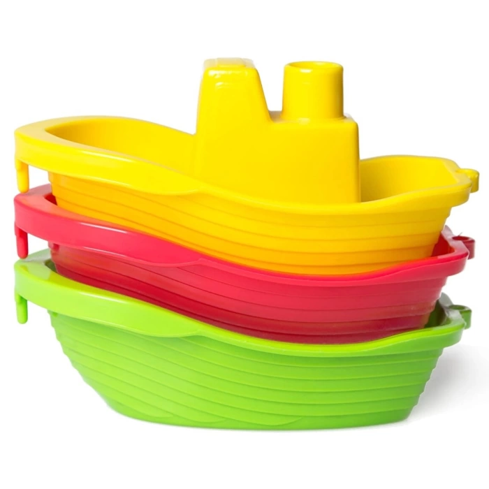 Banyo Oyuncağı Ördek 3lü + Renkli Mini Tekne 3lü Set
